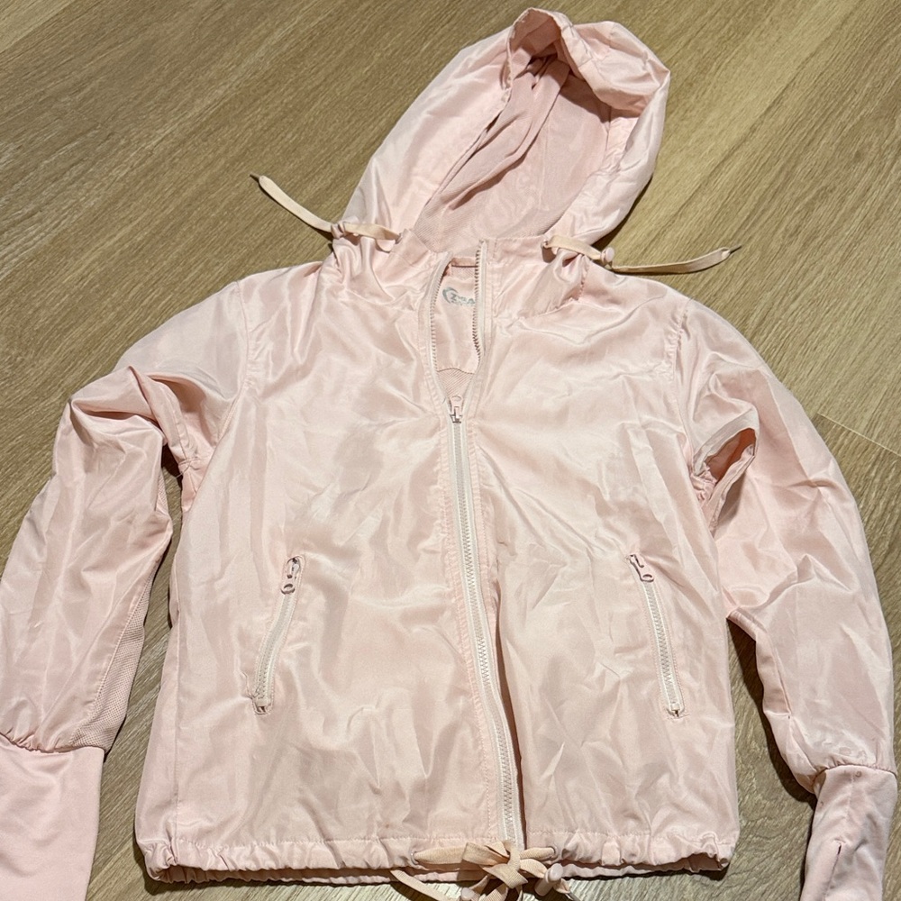 Zyia Light Pink Hooded Windbreaker Jacket